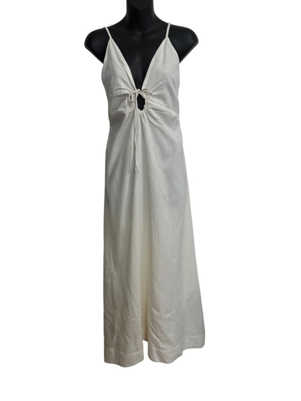 L*Space Mabel Maxi Dress Small Cream Linen Blend Cutout Tie Front NWT - Picture 3 of 10